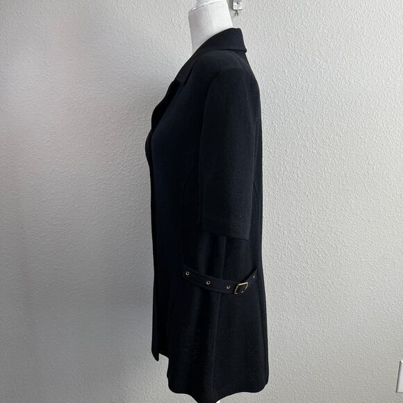 St. John Collection Knit Top Women's 12 Black Button Down Blouse Short Sleeve - Picture 4 of 8